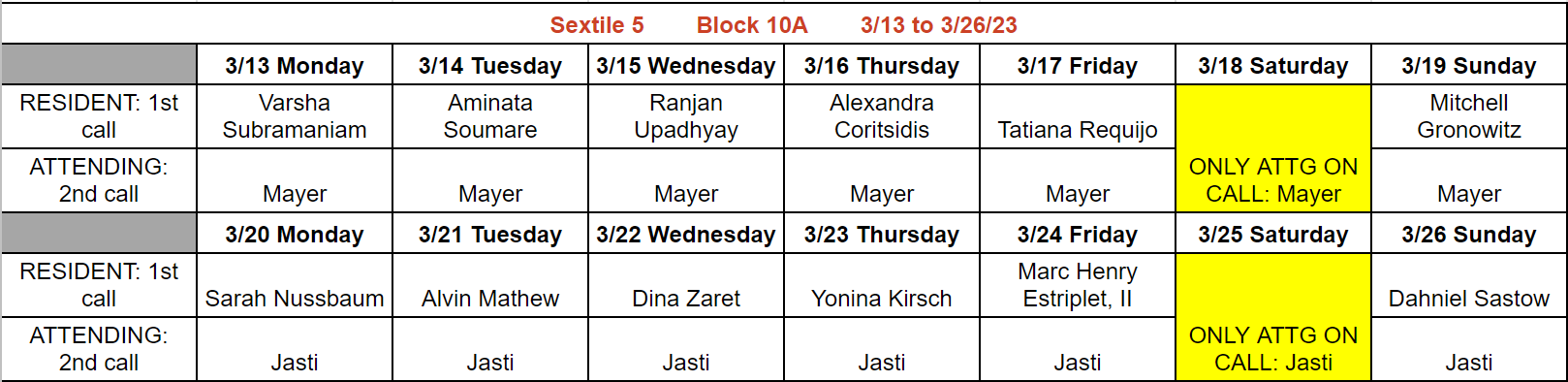 Block 10A - Mar 13-26, 2023