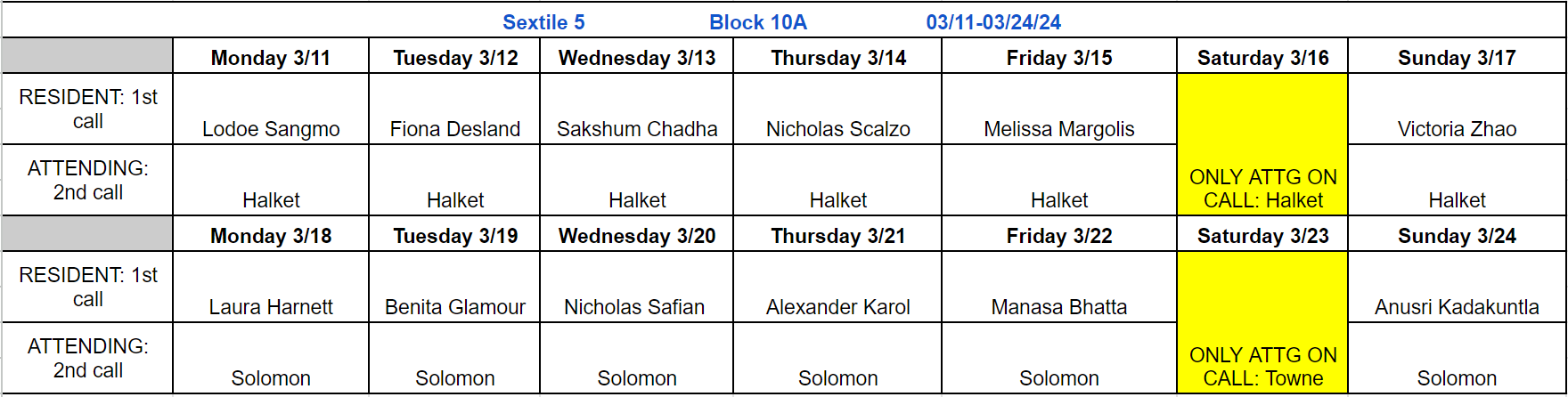 Block 10A - March 11-24, 2024 (updated 3.12.2024)