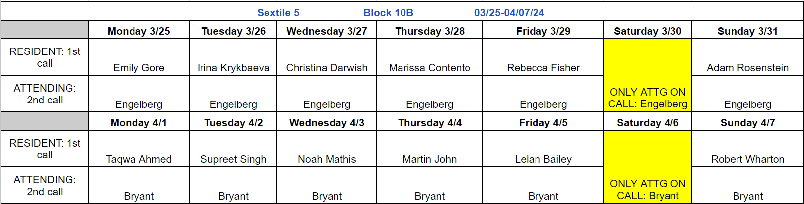 Block 10B - March 25 - April 7, 2024 (updated 3.20.2024)