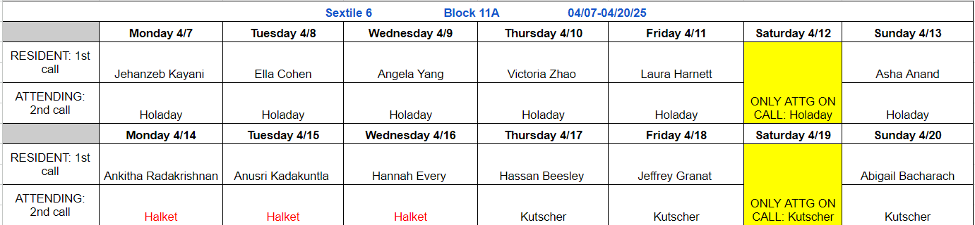 Block 11A - April 7-20, 2025 (updated 9.25.2024)