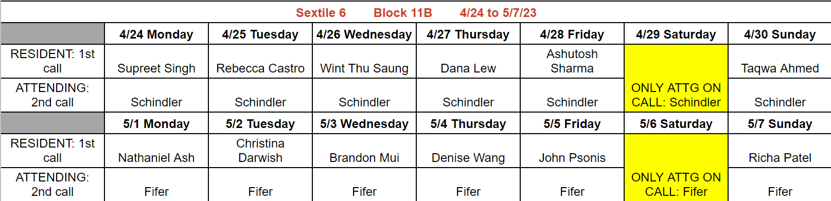 Block 11B - Apr 24 - May 7, 2023