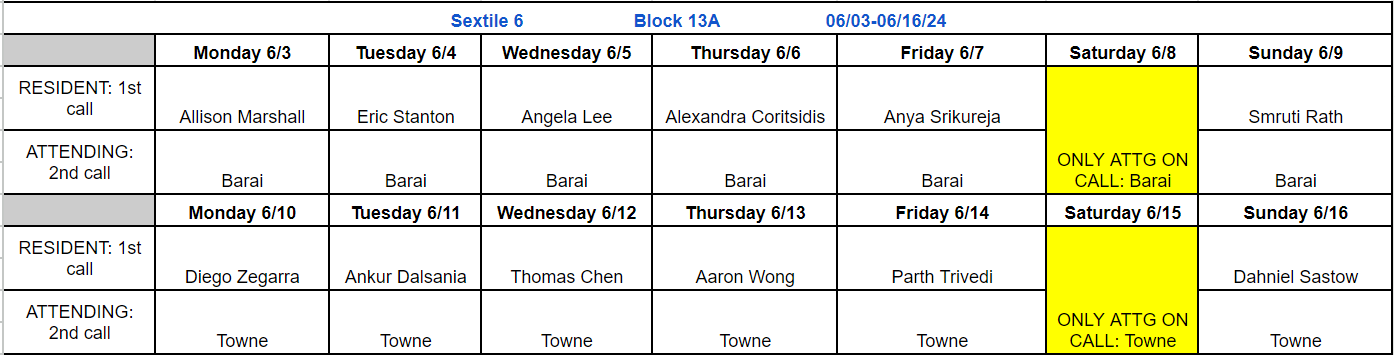 Block 13A - June 3-16, 2024 (updated 3.27.2024)