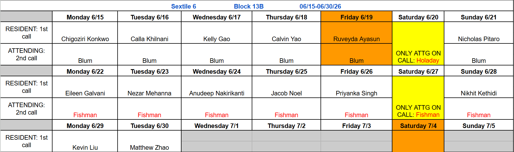 Block 13B - June 15-30, 2026 (updated 4.30.26)