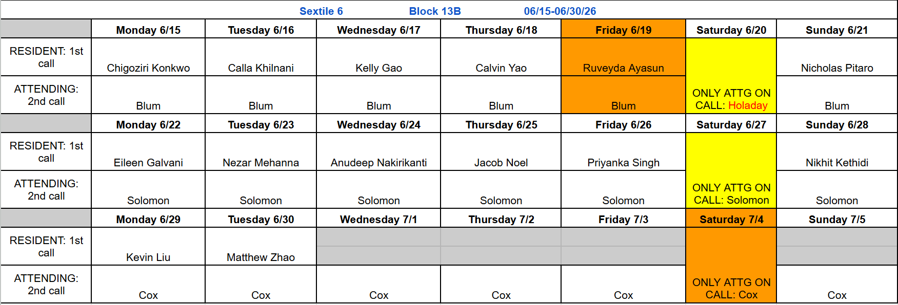 Block 13B - June 15-30, 2026 (updated 8.26.25)
