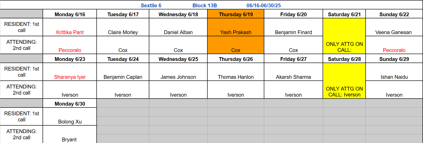 Block 13B - June 16-30, 2025 (updated 5.9.2025)