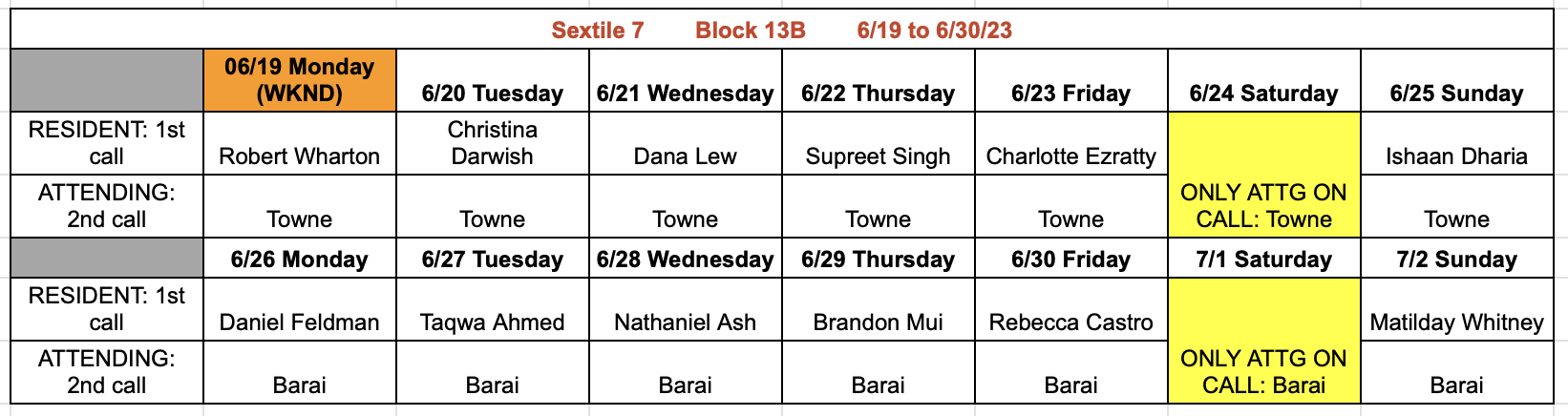 Block 13B - June 19-30, 2023 (updated 3.20.2023)