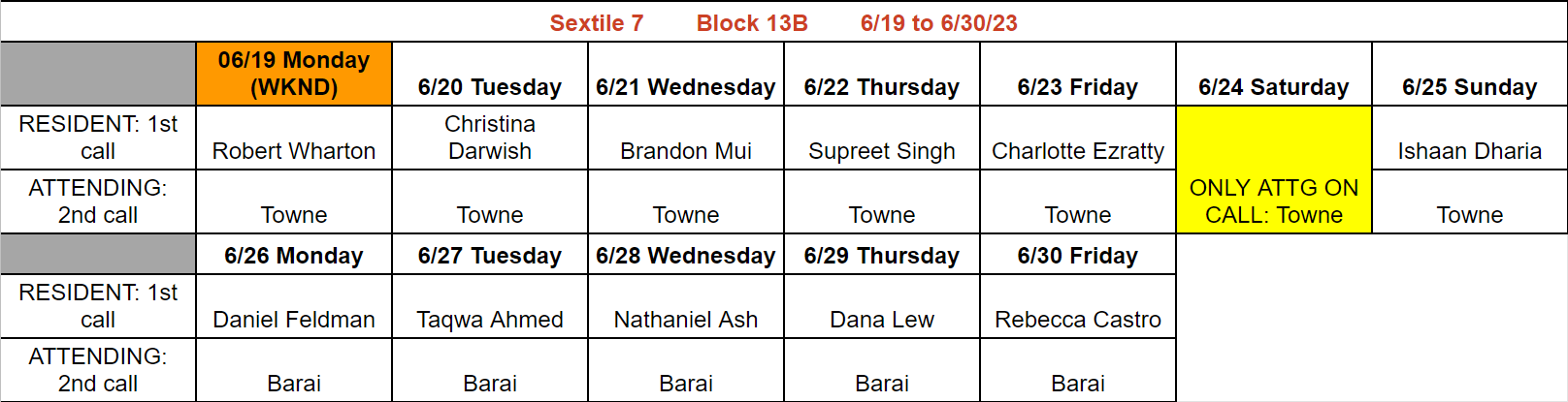 Block 13B - June 19-30, 2023