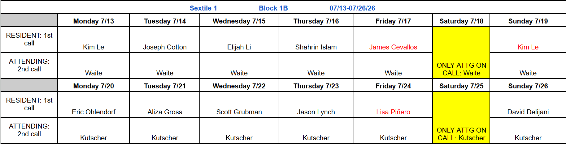 Block 1B - July 13-26, 2026 (updated 7.16.26)