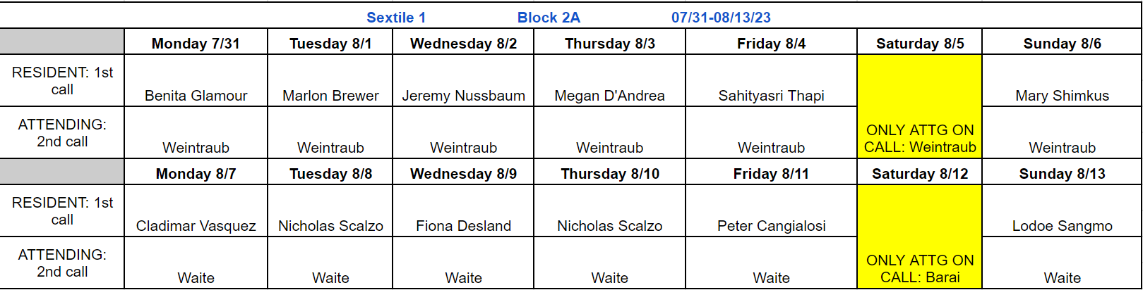 Block 2A - July 31-Aug 13, 2023 (updated 8.7.2023)
