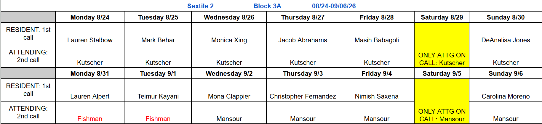 Block 3A - Aug 24 - Sept 6, 2026 (updated 7.27.26)