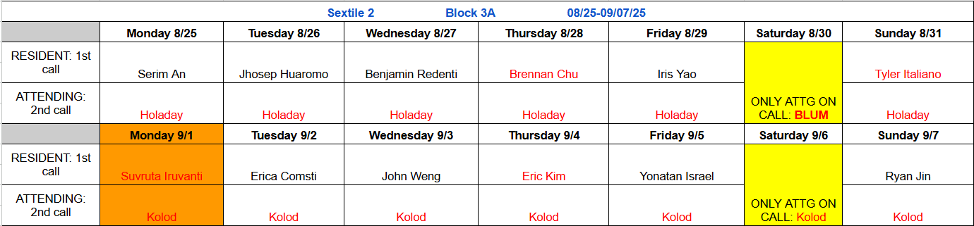 Block 3A - Aug 25 - Sept 7, 2025 (updated 8.26.25)