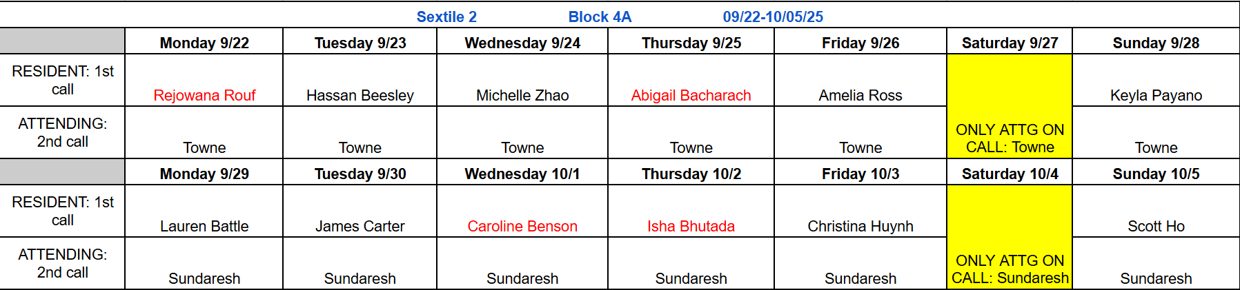 Block 4A - Sept 22 - Oct 5, 2025 (updated 9.22.25)
