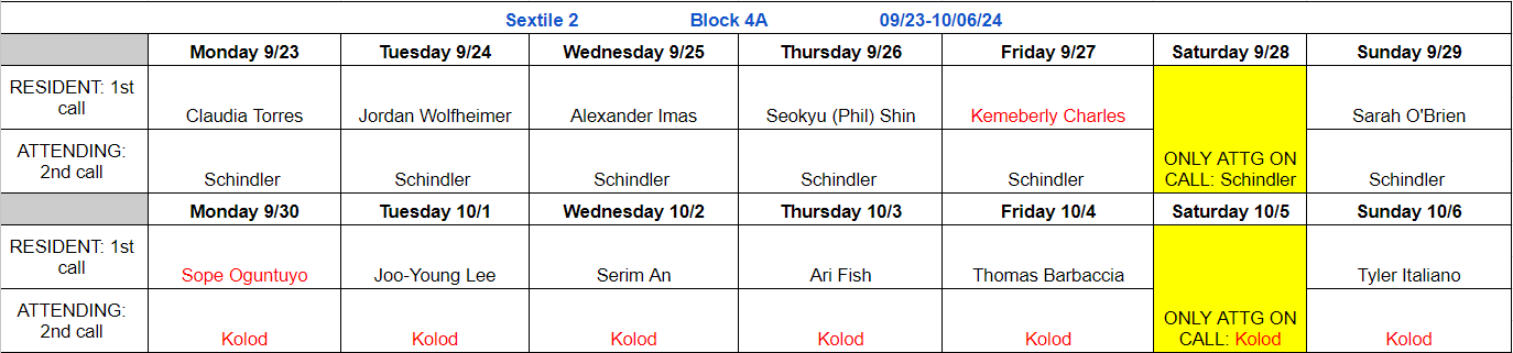 Block 4A - Sept 23 - Oct 6, 2024 (updated 9.17.2024)