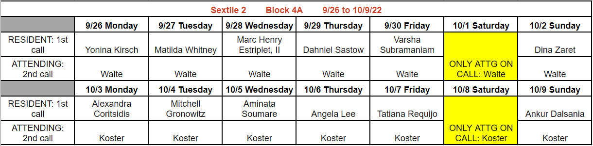 Block 4A - Sept 26 - Oct 9, 2022 (updated 9.23.2022)