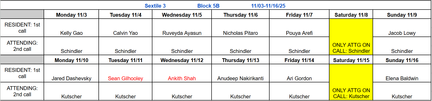 Block 5B - Nov 3-16, 2025 (updated 11.6.25)