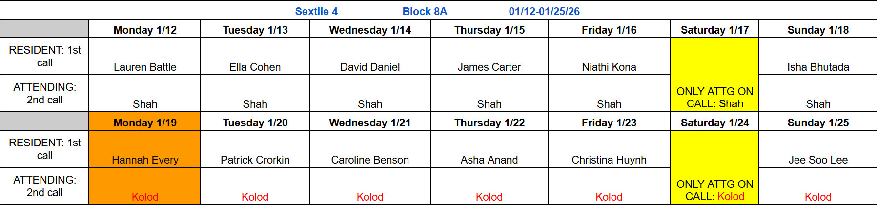 Block 8A - Jan 12-25, 2026 (updated 12.11.25)