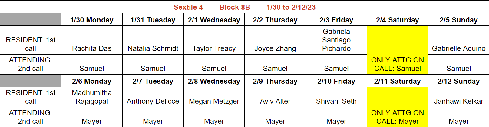 Block 8B - Jan 30 - Feb 12, 2023