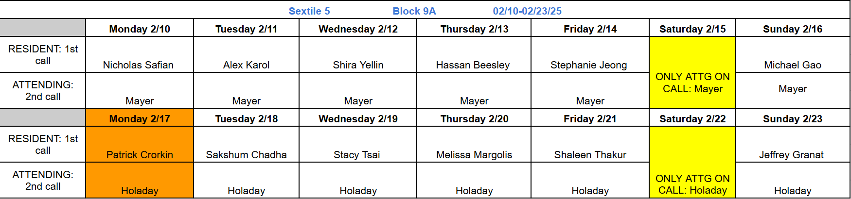 Block 9A - Feb 10-23, 2025 (updated 2.10.2025)