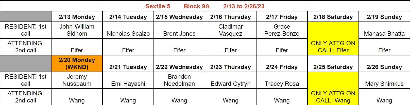 Block 9A - Feb 13-26, 2023