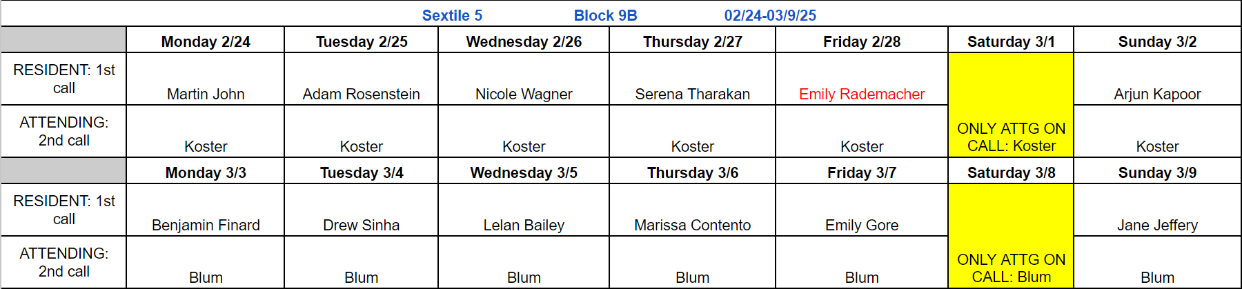 Block 9B - Feb 24 - Mar 9, 2025 (updated 9.23.2024)