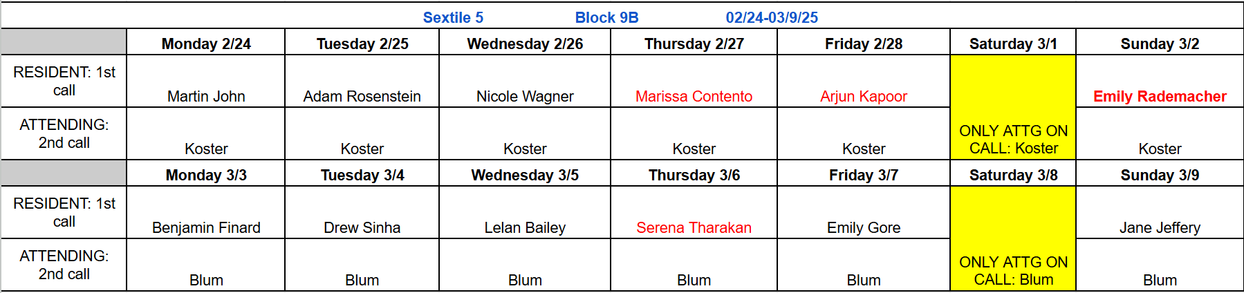 Block 9B - Feb 24 - Mar 9, 2025 (updated 2.25.2025)